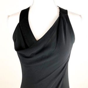 WHBM Black V Neck Asymmetrical Top